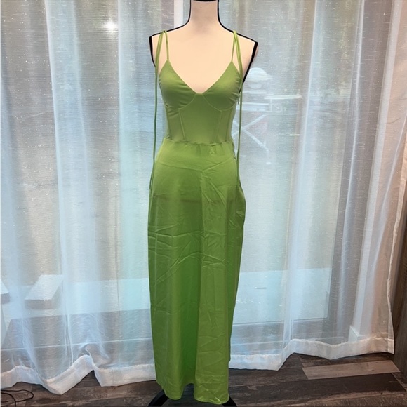 NWT Zara Green Bustier Maxi Dress - Picture 6 of 8